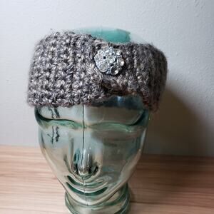Handmade Crochet Wrap‎ Around Winter Headband Gray Knit Cozy Warm New